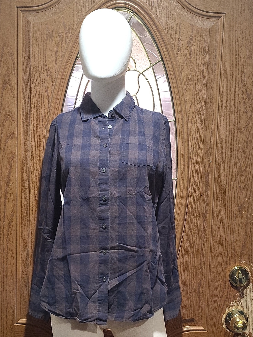 Tommy Hilfiger Navy and Charcoal Plaid Button-Down Shirt